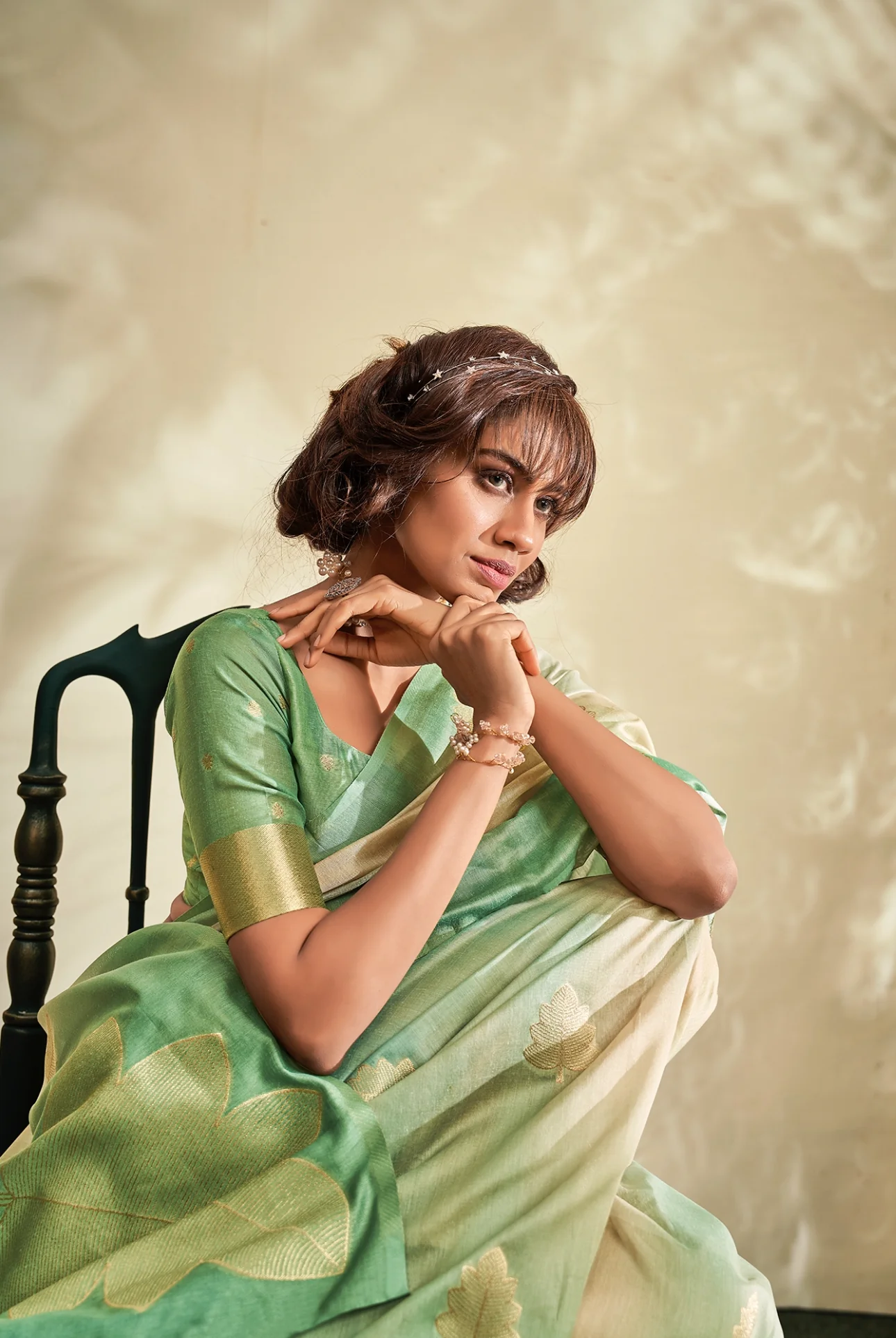 Dusty Green Shade Color Handloom Silk Saree RP3 - Image 3