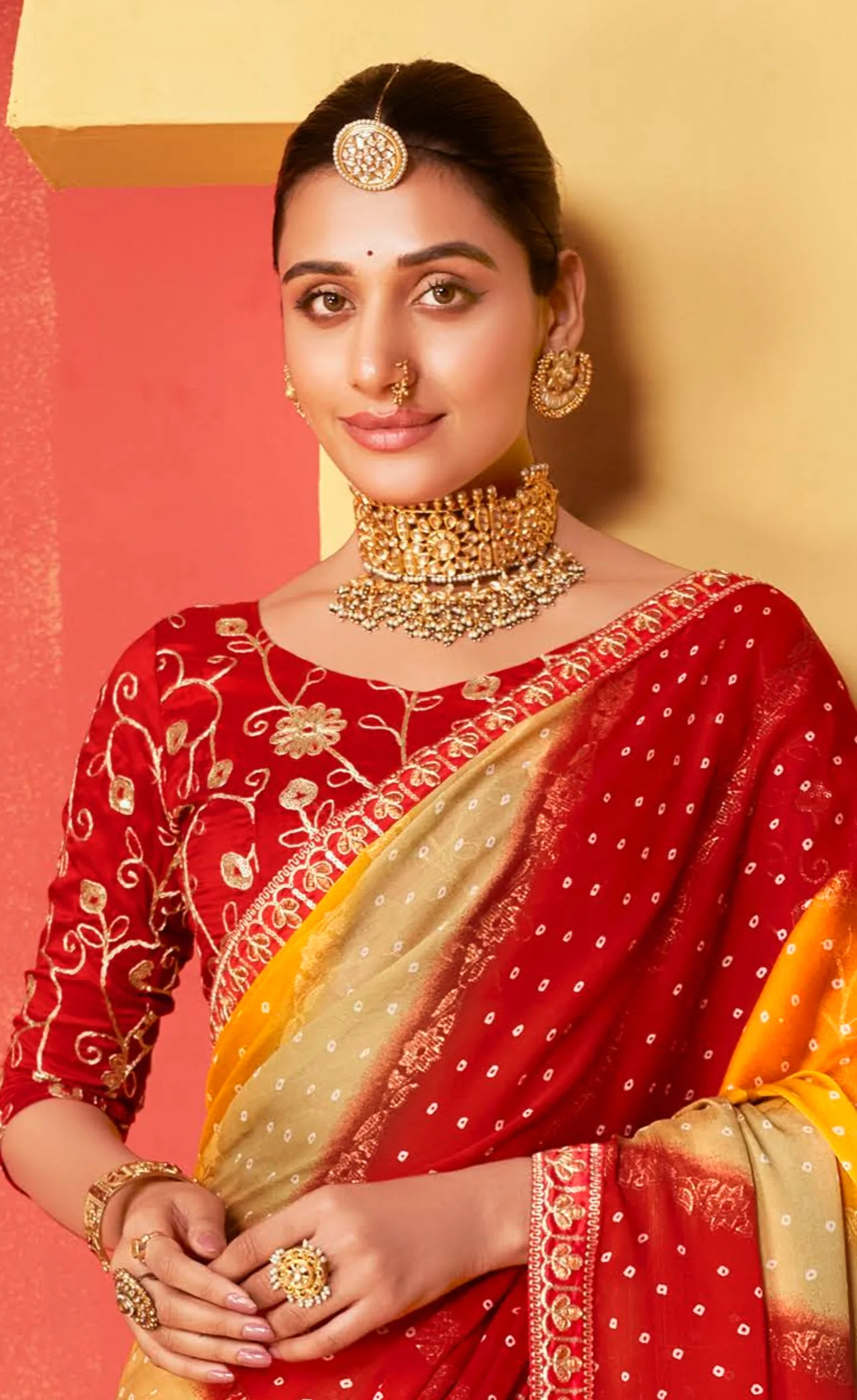 Multi Color Leriya Moss Chiffon Foil Mill Print And Embroidery Work Border Saree With Fancy Work Blouse Sbs4 - Image 3