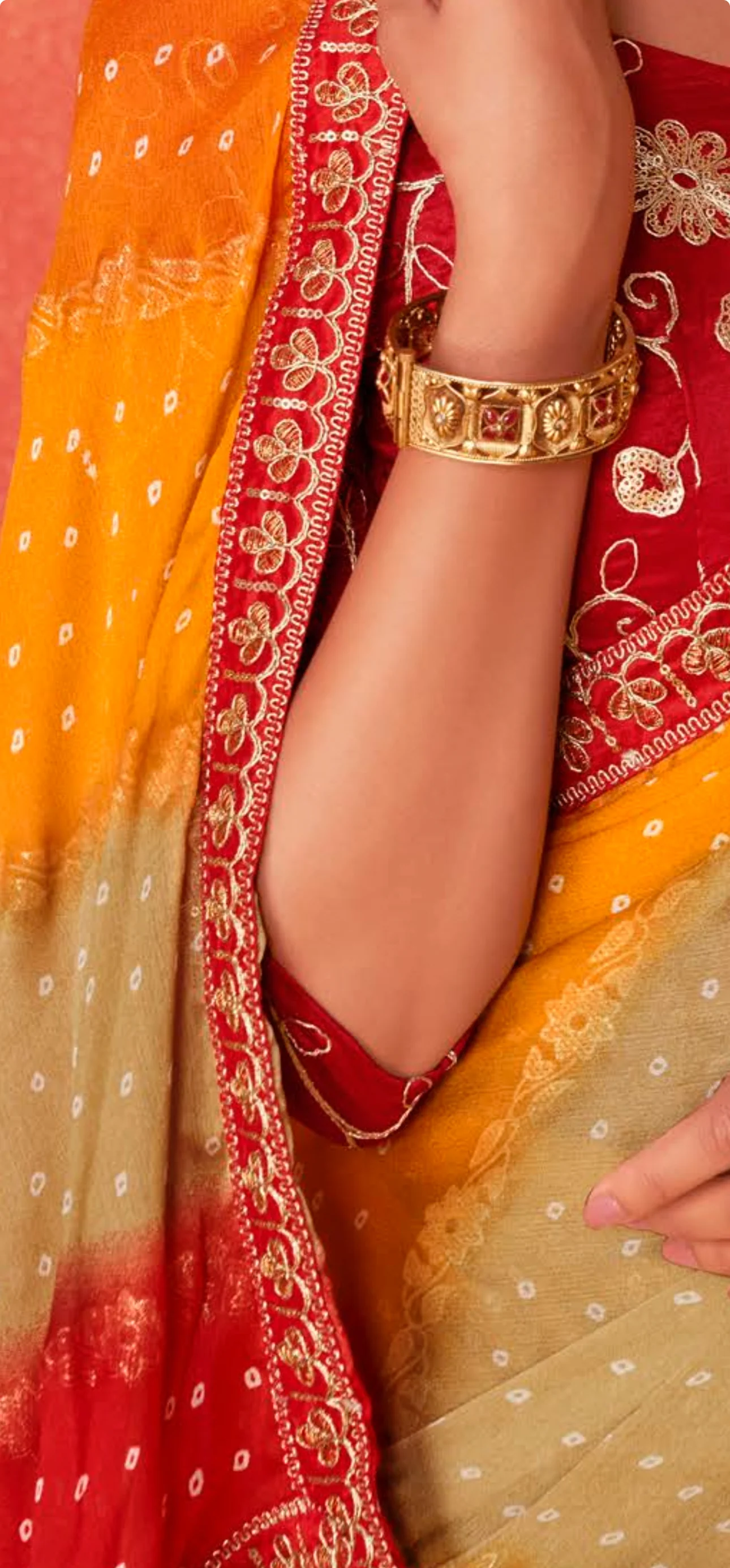 Multi Color Leriya Moss Chiffon Foil Mill Print And Embroidery Work Border Saree With Fancy Work Blouse Sbs4 - Image 5