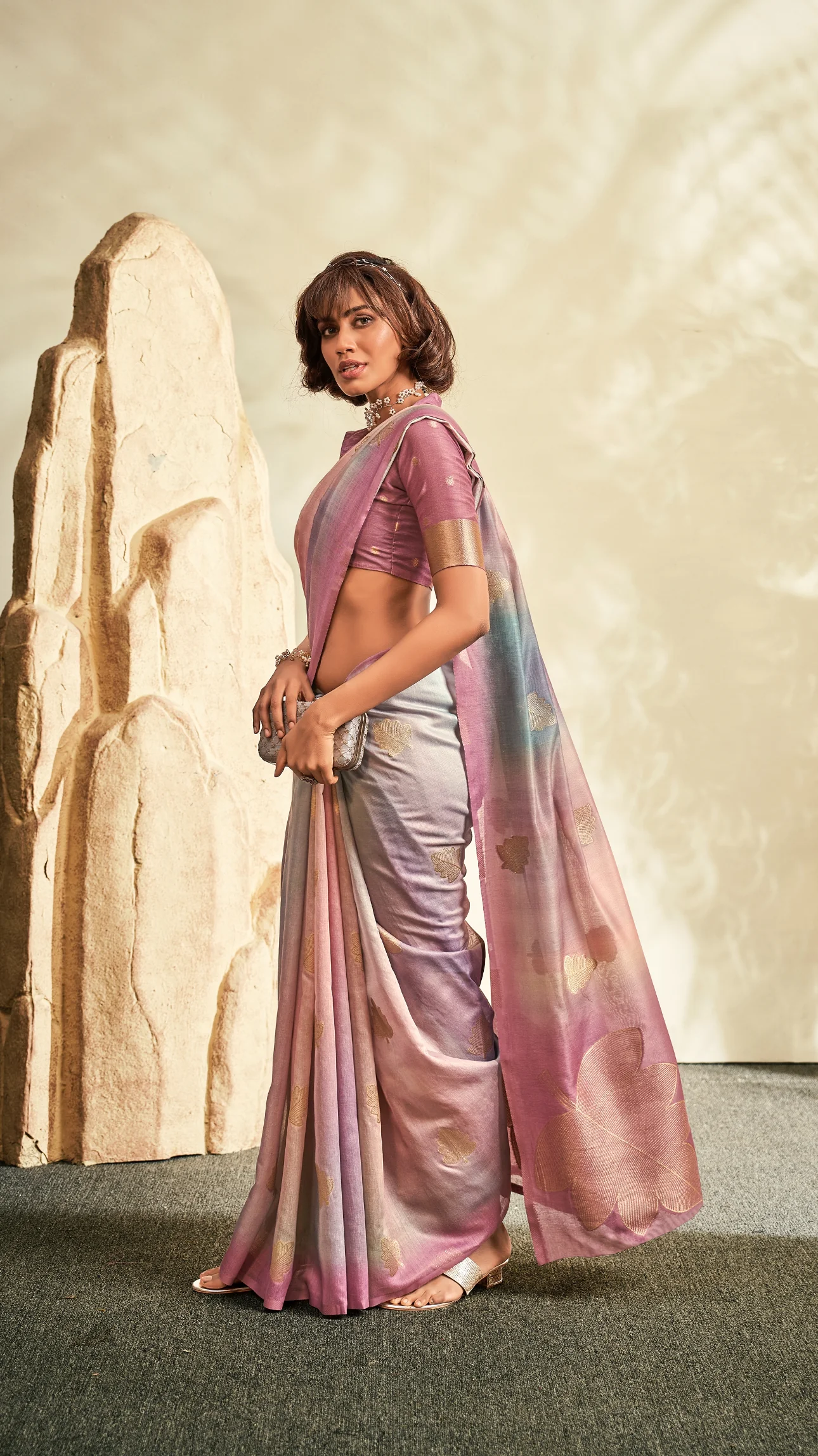 Pink Rose Shade Color Handloom Silk Saree RP3 - Image 3